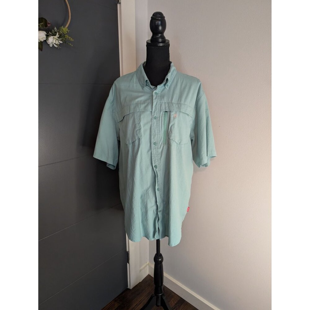 Coleman Mens Light Blue Button-Up Short Sleeve Camping‎ Fishing Shirt - XXL